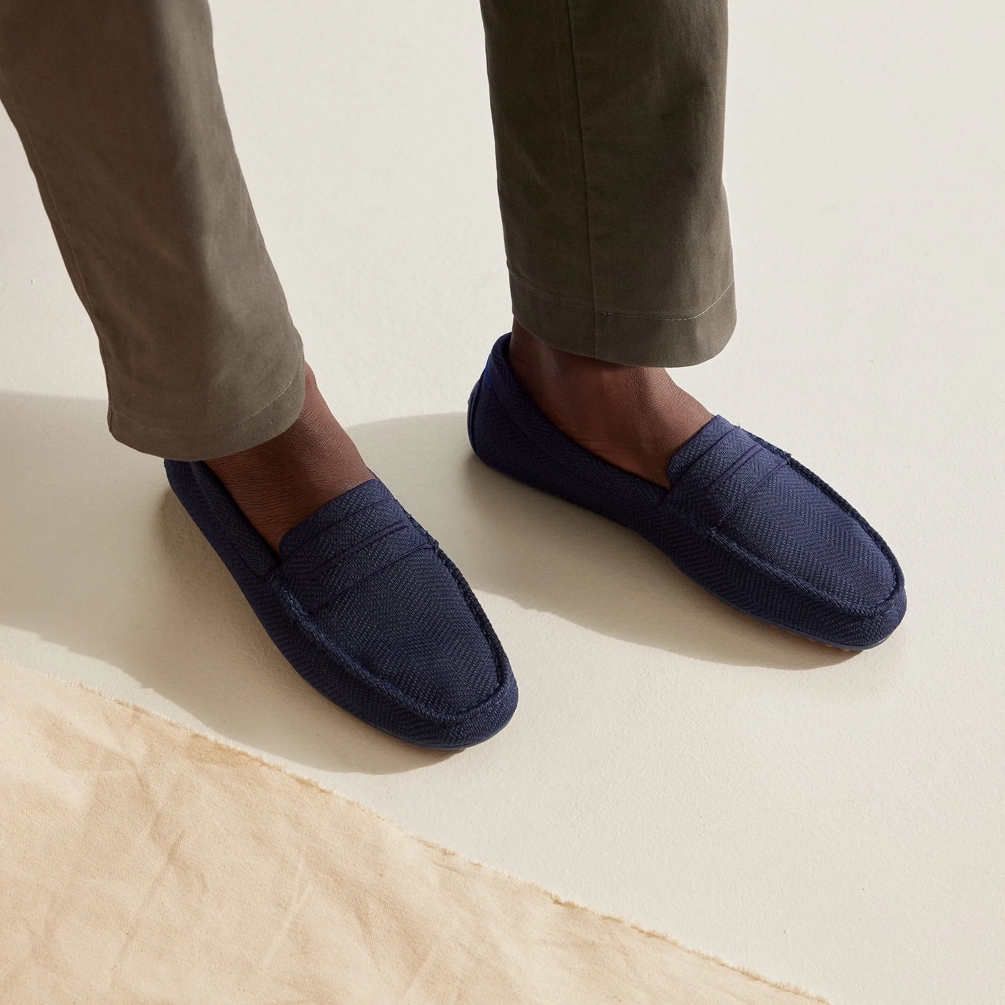 The Driving Loafer in Navy Herringbone