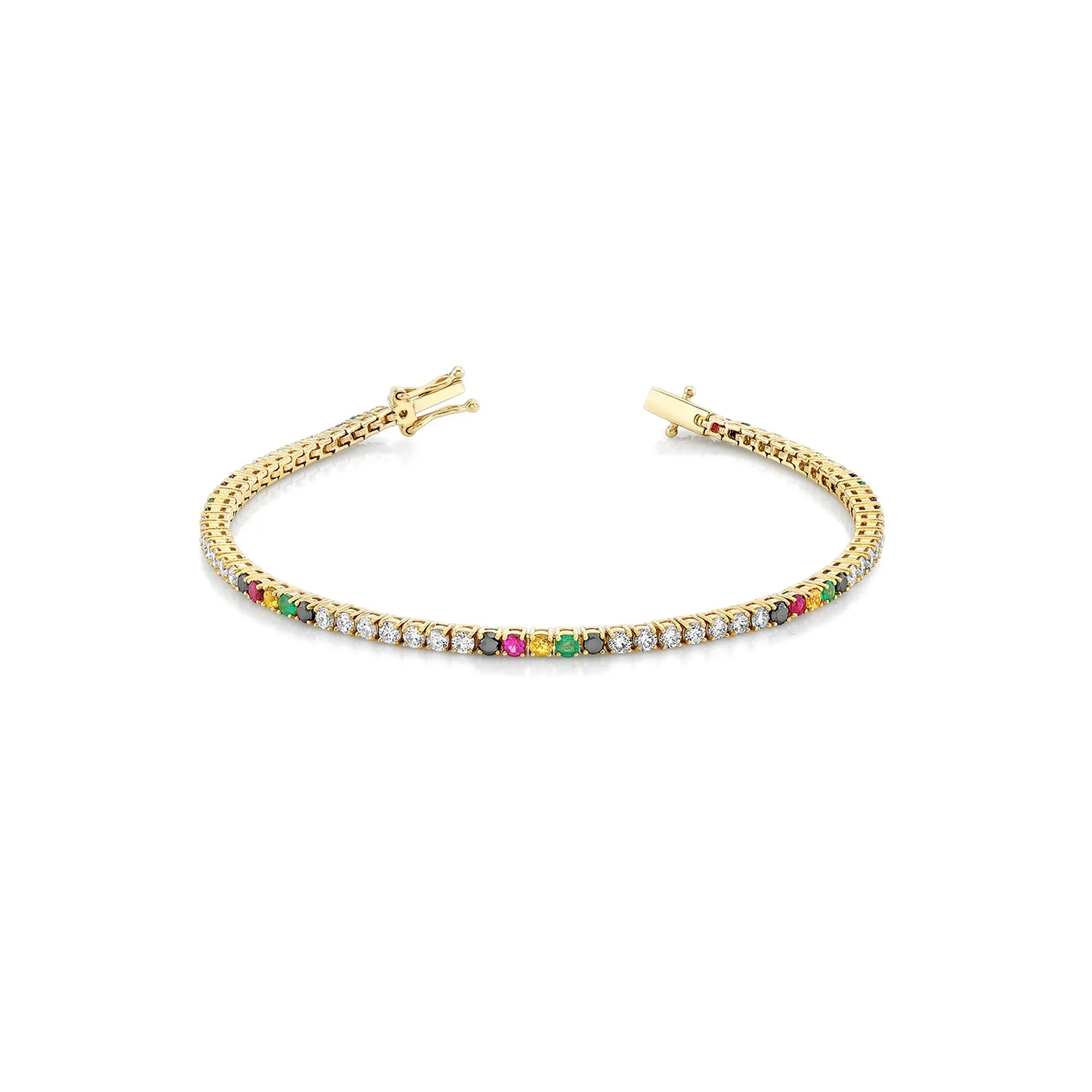 The Perfect Personalized Tennis Bracelet - White Diamond And Sunburst / 14k Yellow Gold