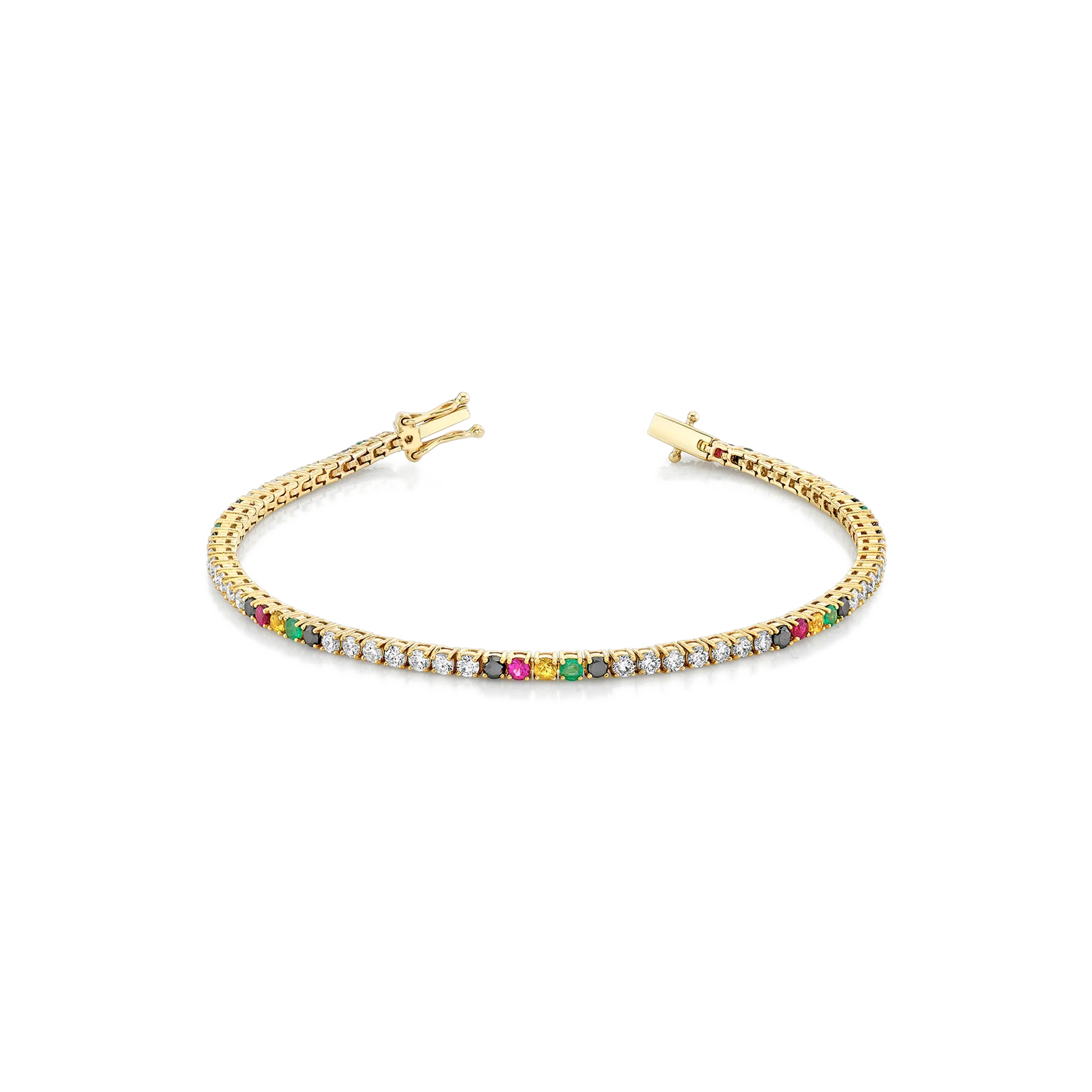 The Perfect Personalized Tennis Bracelet - White Diamond And Sunburst / 14k Yellow Gold