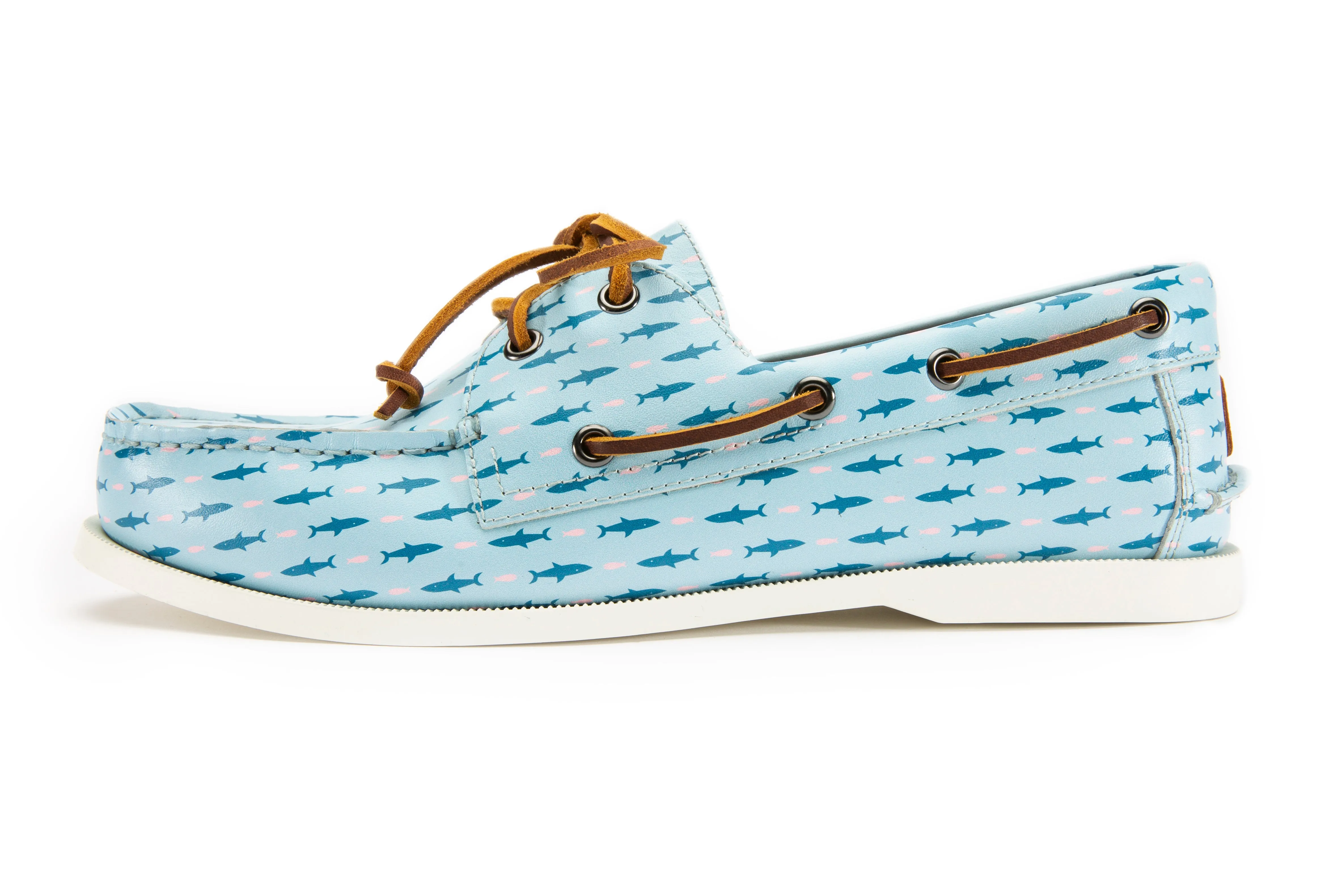 The Pink and Blue Sharks Boat Shoe