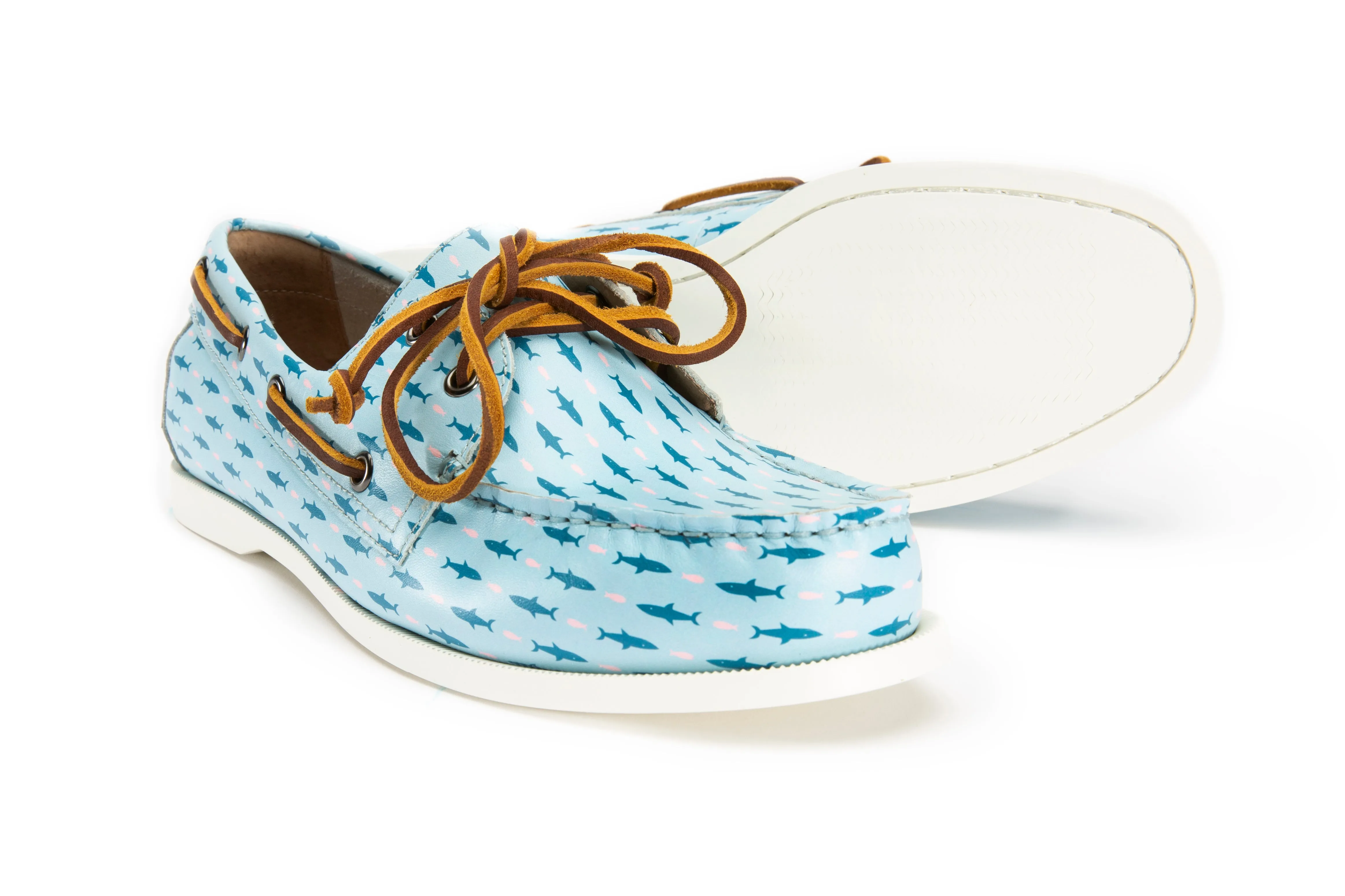 The Pink and Blue Sharks Boat Shoe