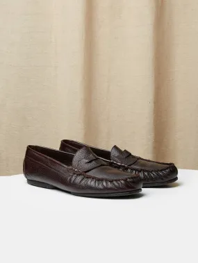 The Raphi Moccasin in Dark Brown Grain Leather