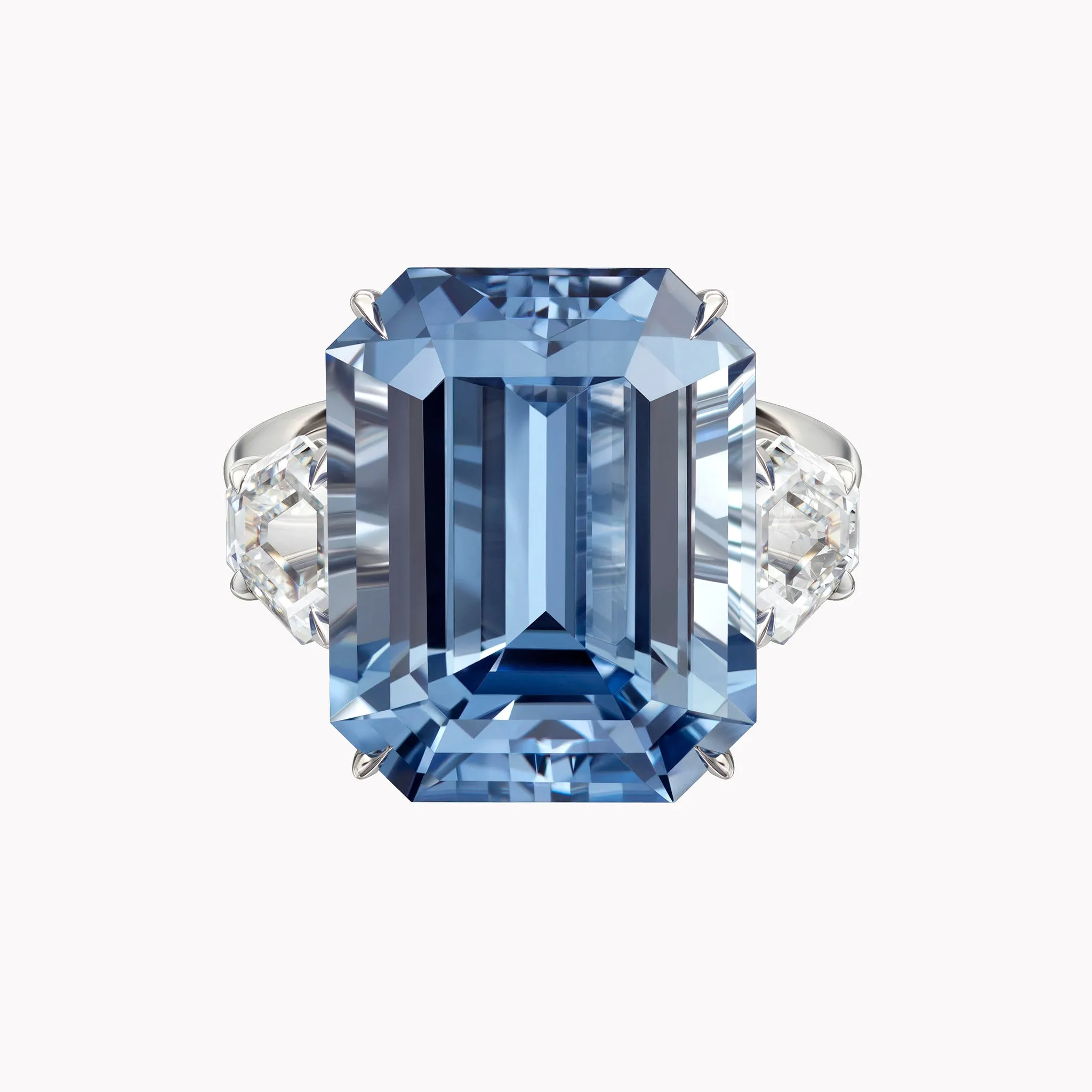 Three Stone Emerald Cut Sapphire Ring