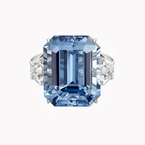 Three Stone Emerald Cut Sapphire Ring