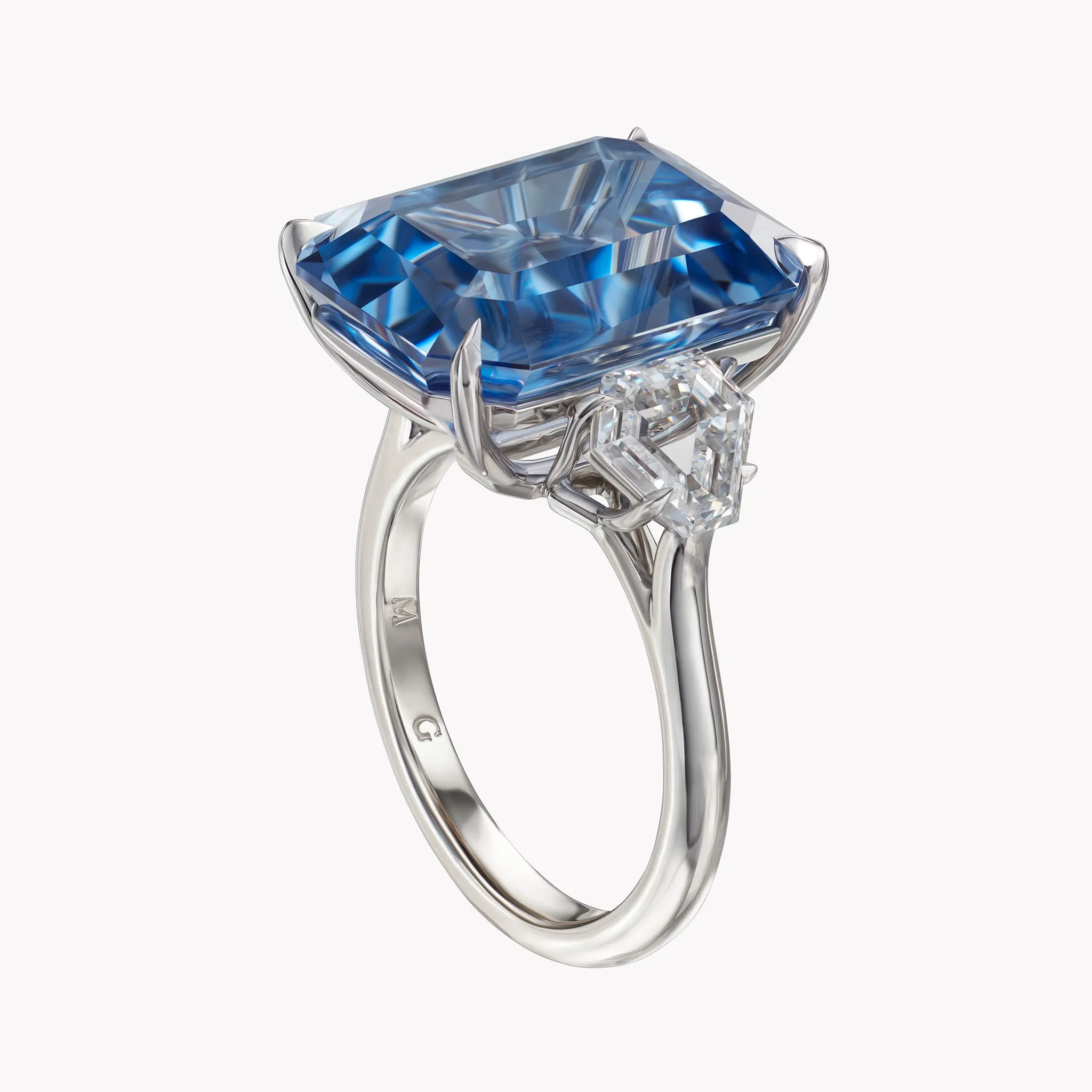 Three Stone Emerald Cut Sapphire Ring