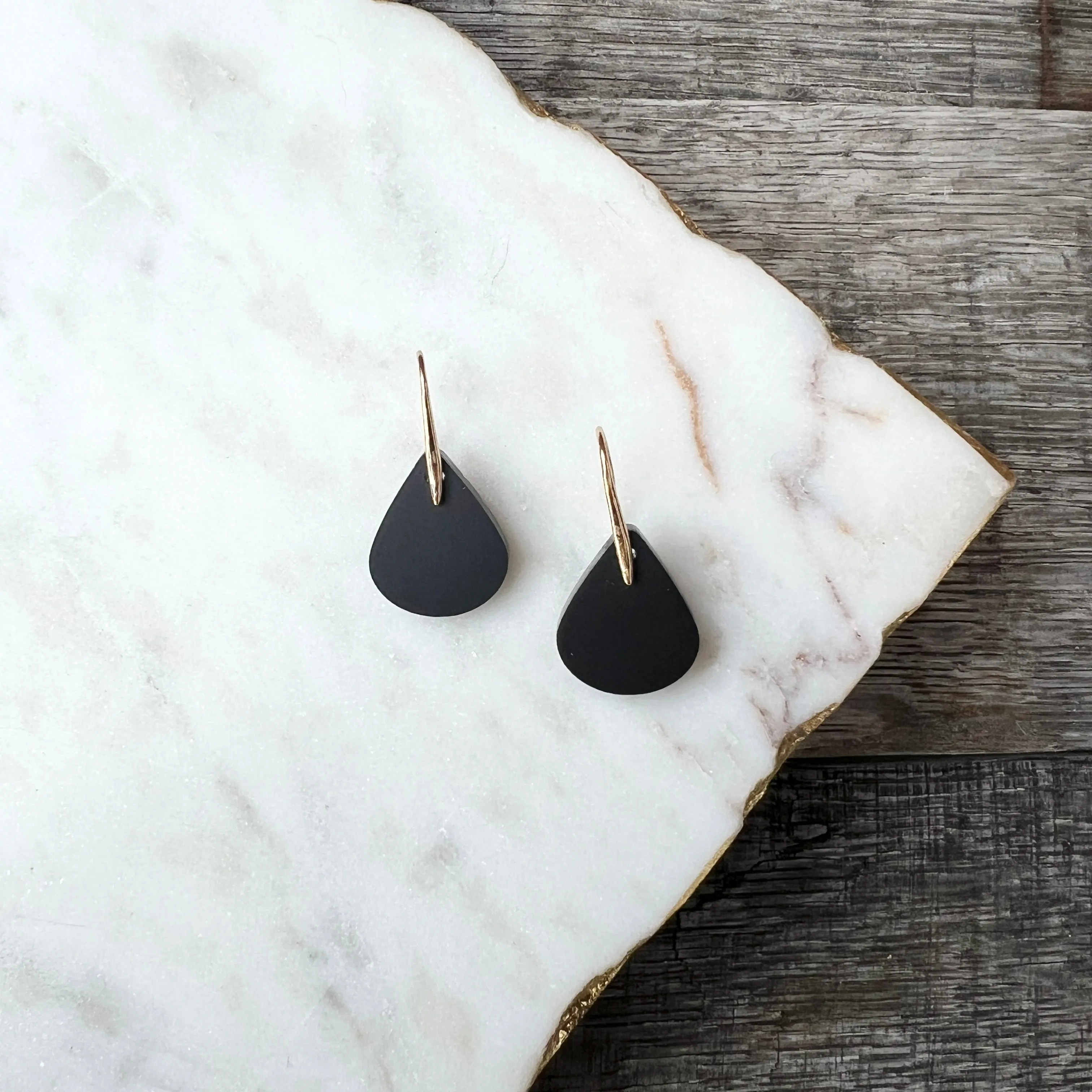 Tiny Teardrops - Matte Black- Acrylic Earrings