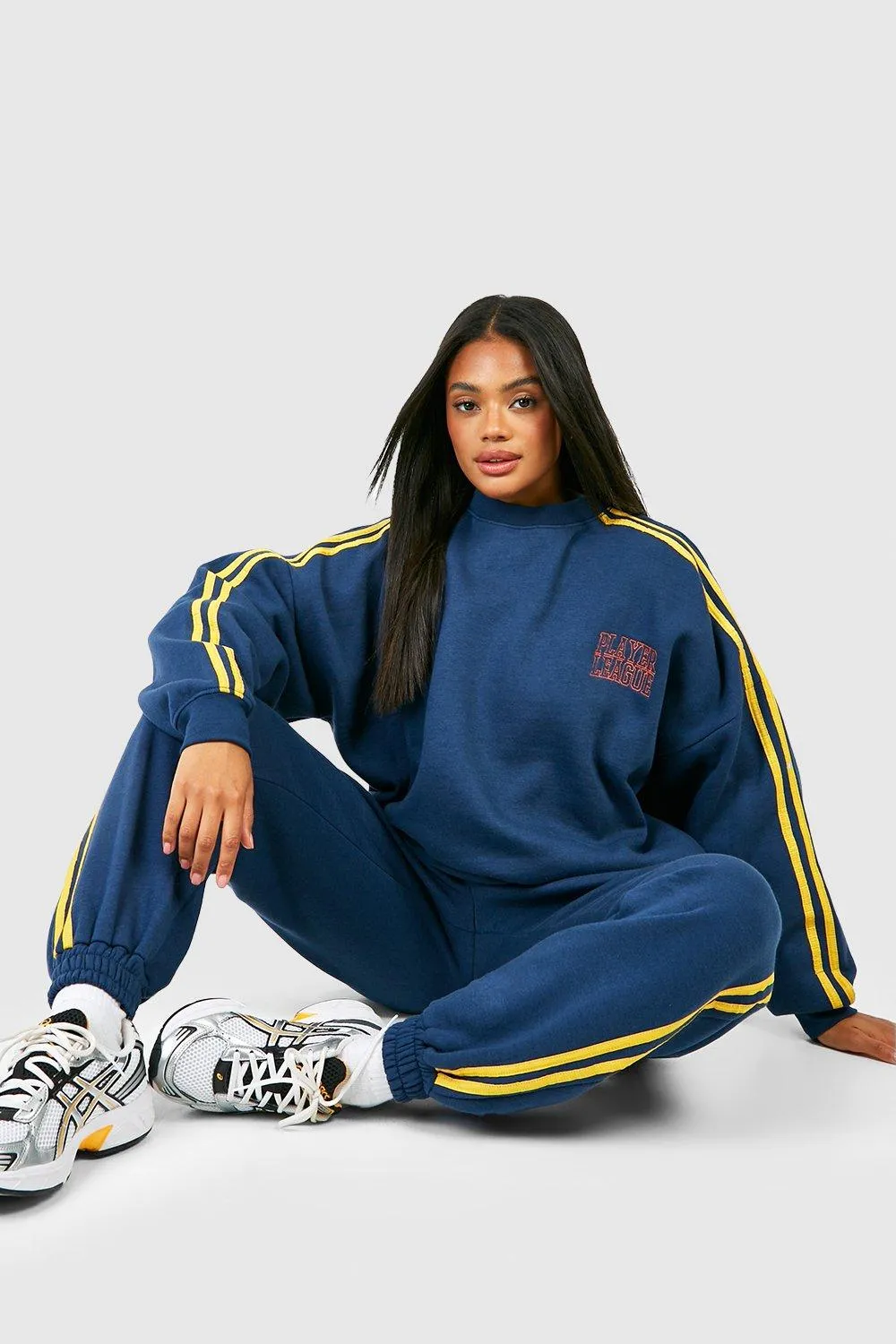 Toweling Applique Slogan Sweatshirt Tracksuit