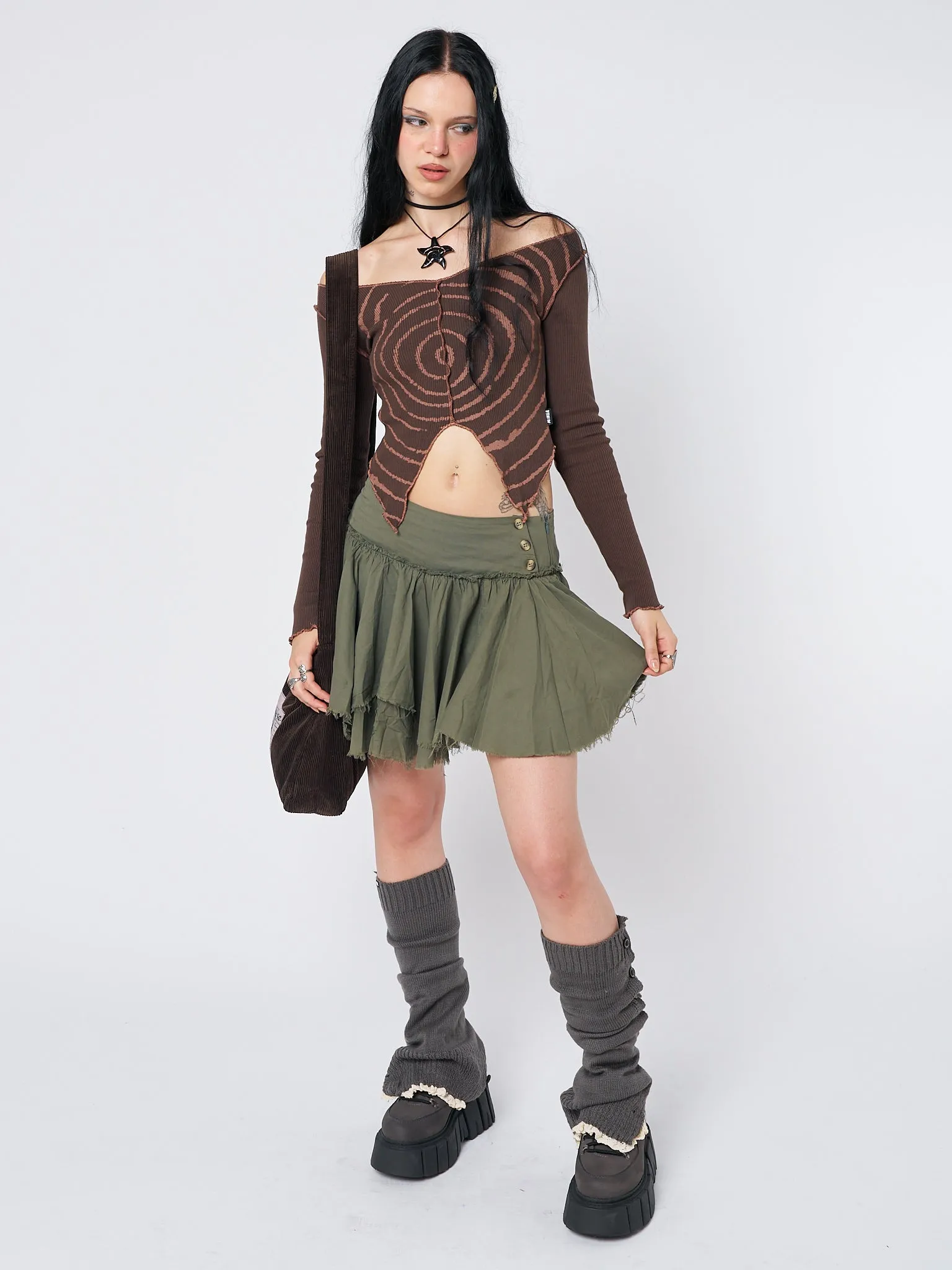 Tranceum Brown Asymmetrical Top