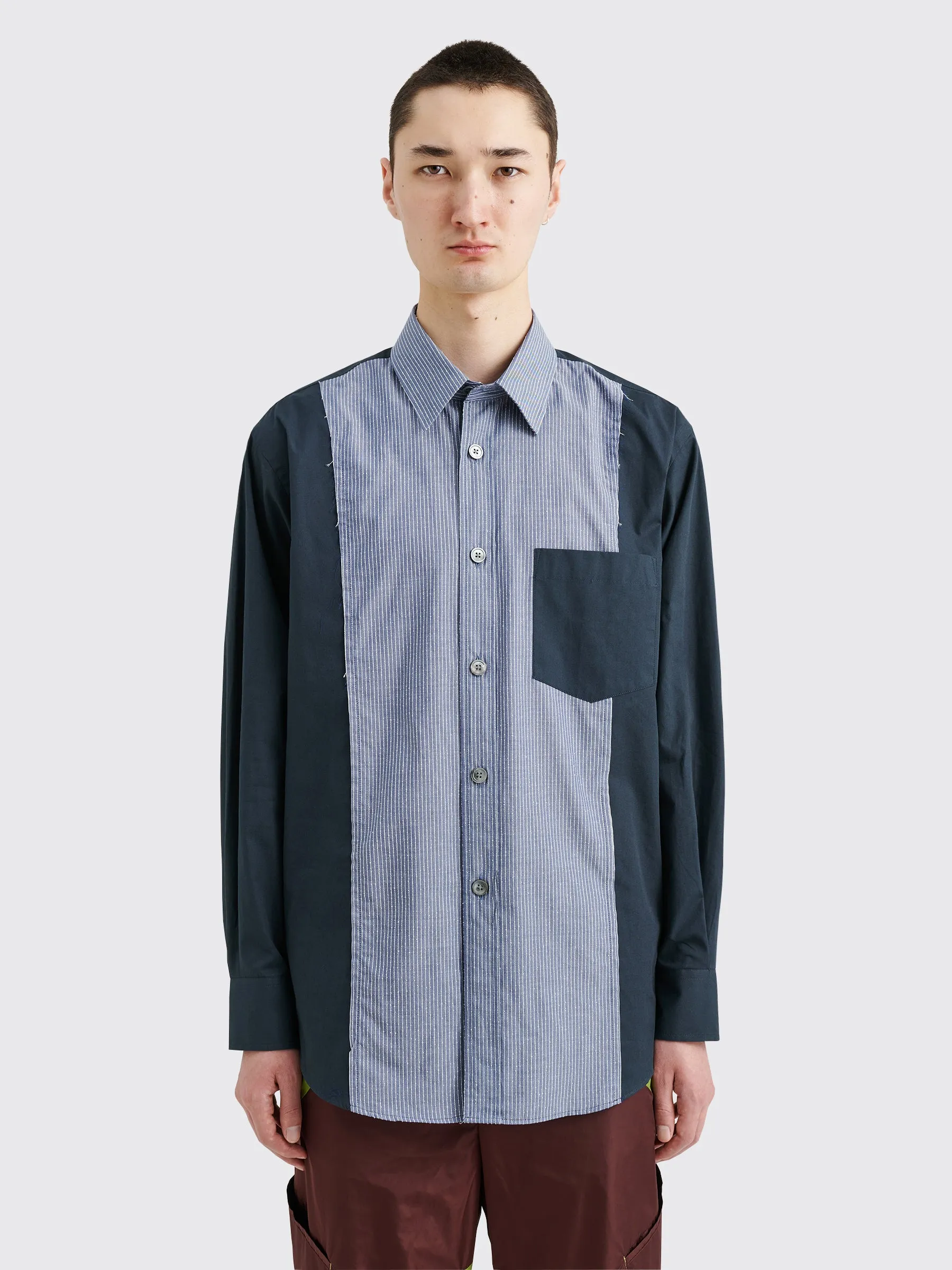 TRÈS BIEN everywear Raw Seam Oversized Classic Shirt Cotton Navy Stripe