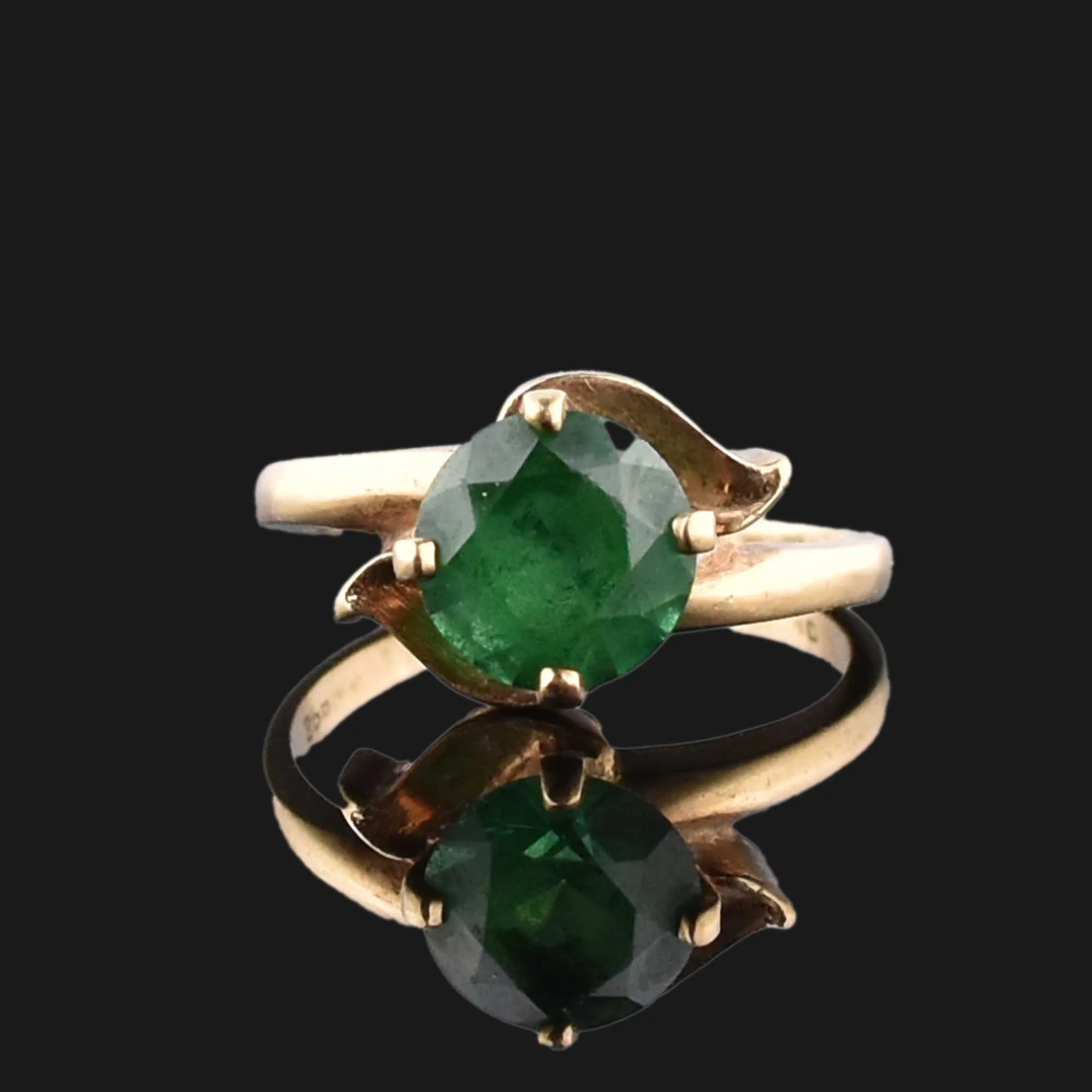 Vintage 10K Gold Green Spinel Ring, Sz 7.5