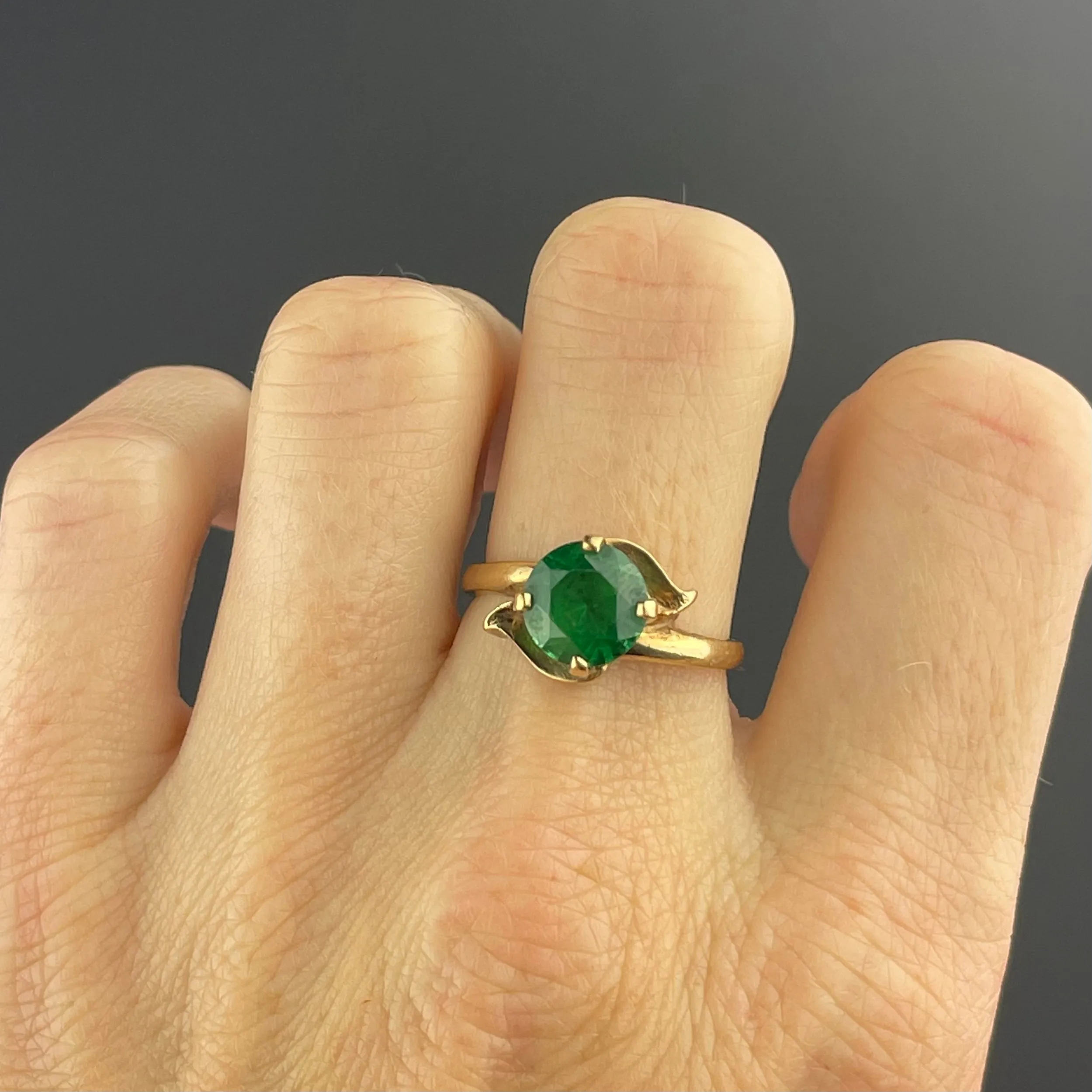 Vintage 10K Gold Green Spinel Ring, Sz 7.5