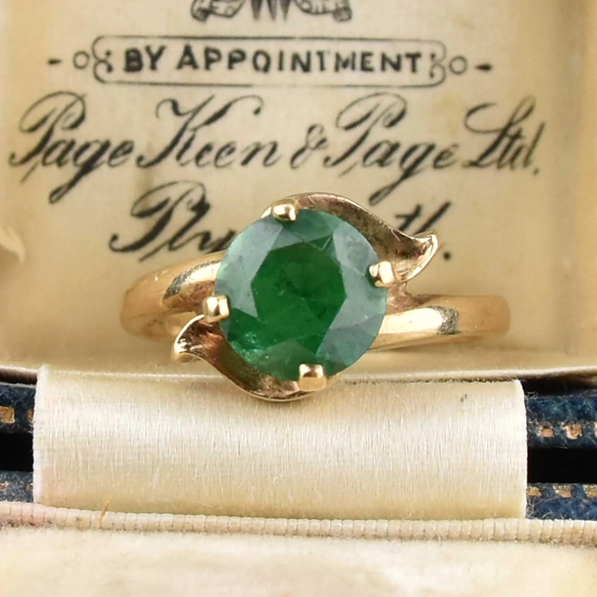 Vintage 10K Gold Green Spinel Ring, Sz 7.5