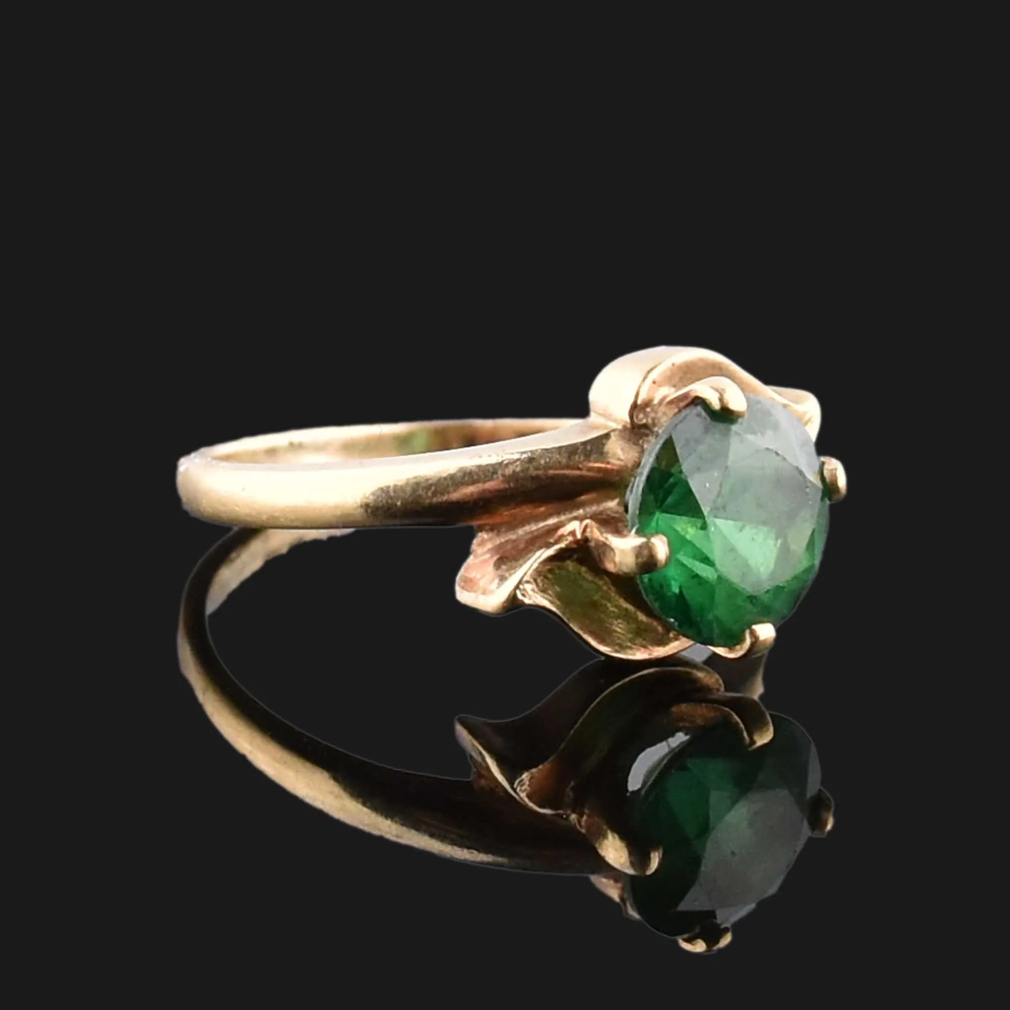 Vintage 10K Gold Green Spinel Ring, Sz 7.5