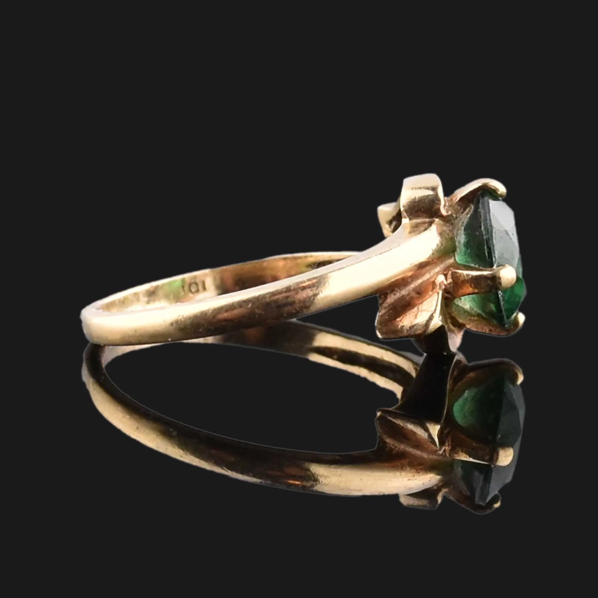 Vintage 10K Gold Green Spinel Ring, Sz 7.5