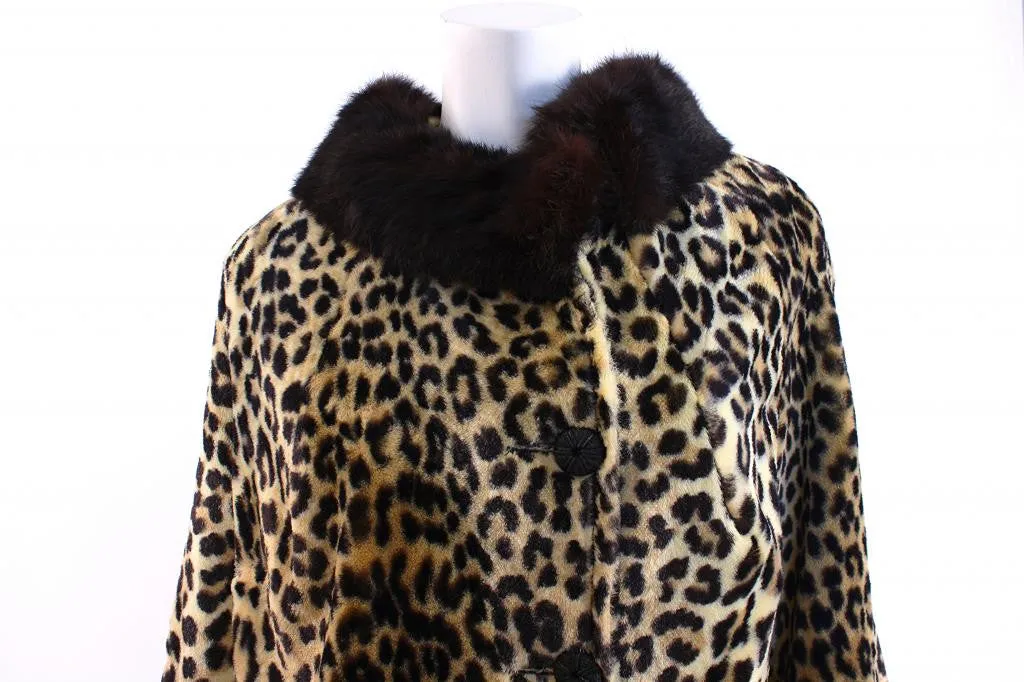 Vintage 60's Faux Leopard Fur Coat w/Fur Collar