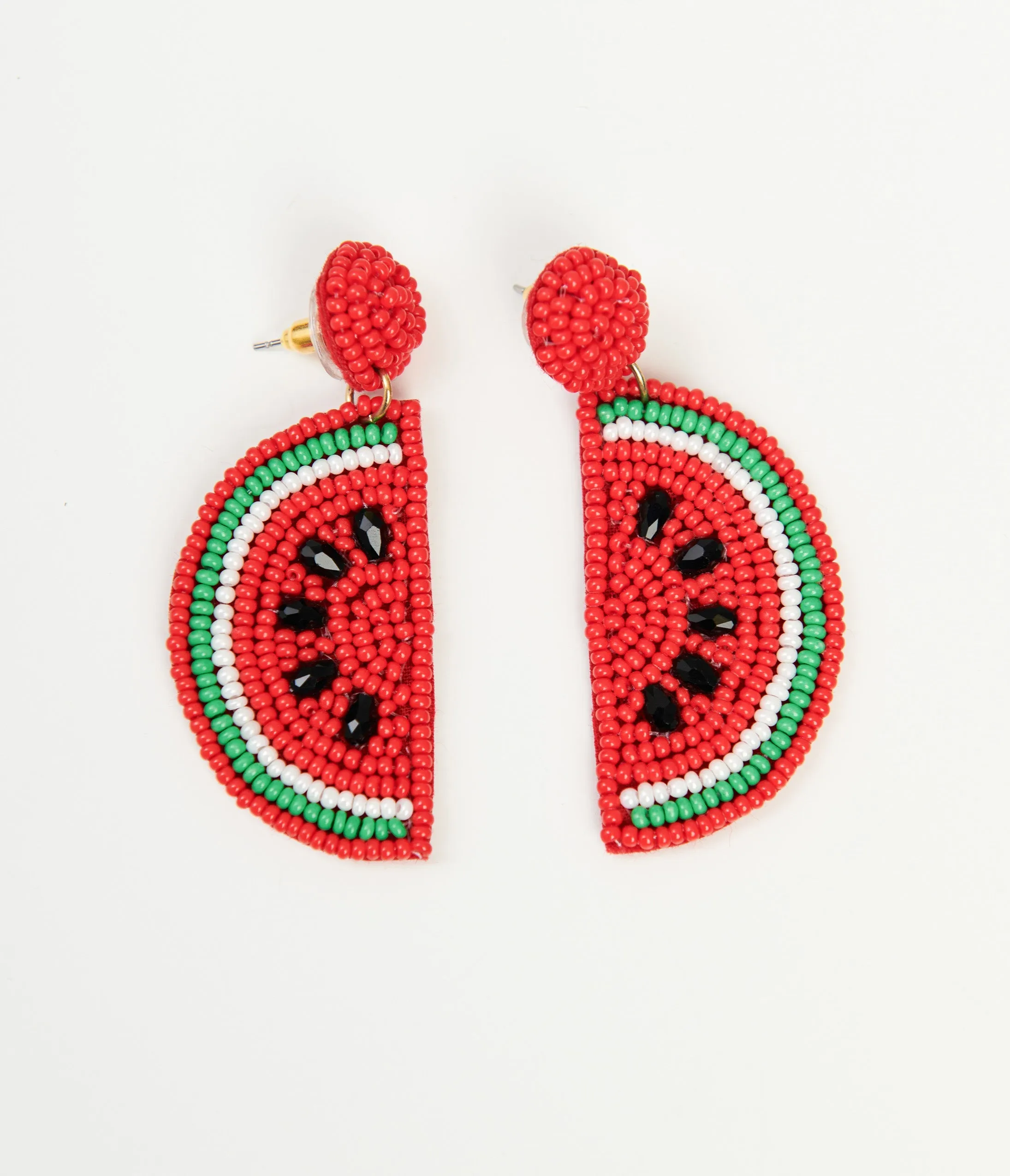 Watermelon Beaded Drop Earrings