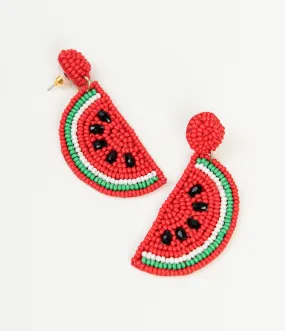 Watermelon Beaded Drop Earrings