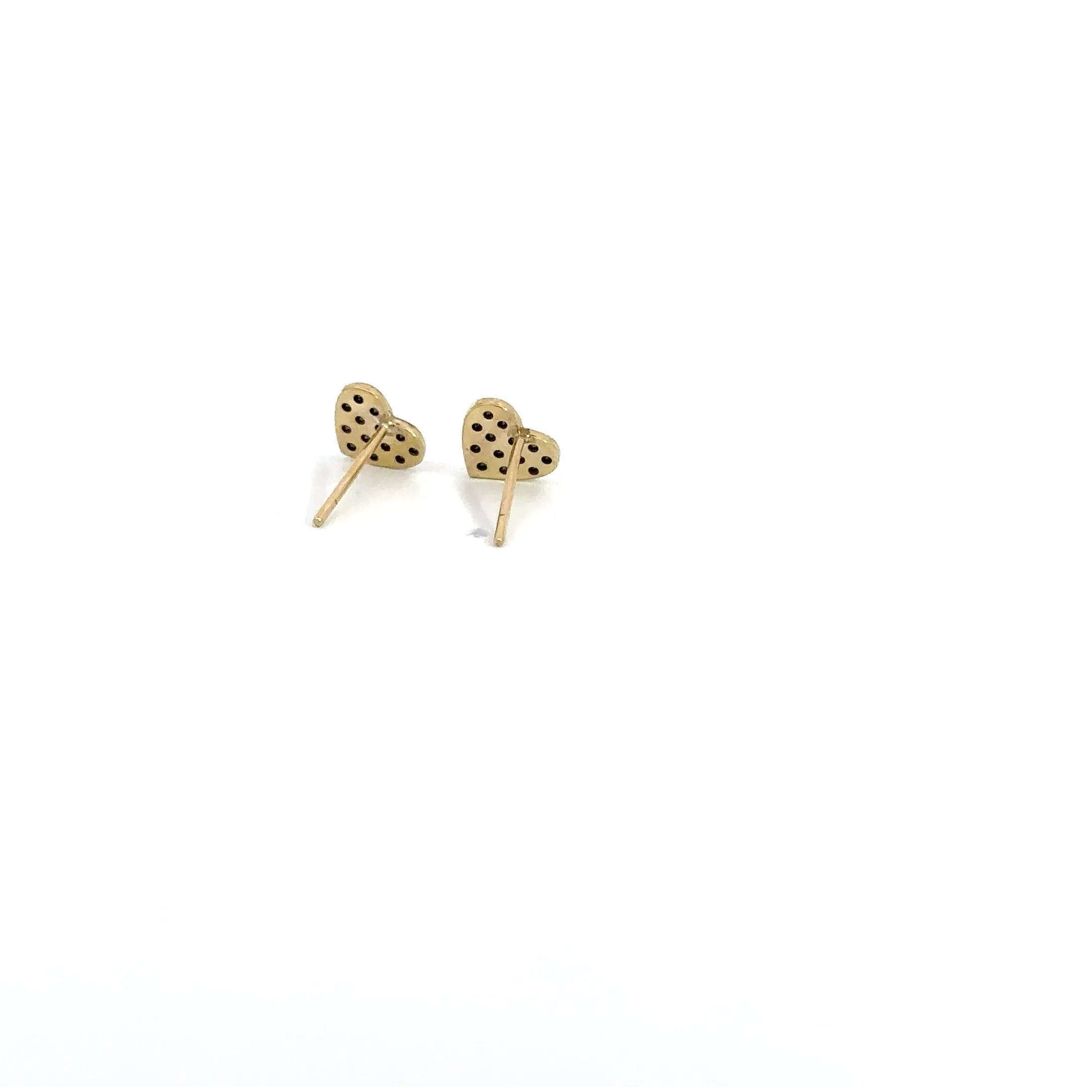 WD1234 14kt Gold Hearts with Pave Black Diamond Stud Earrings