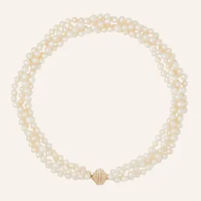 White Freshwater Pearl 6mm Multi-Strand Necklace