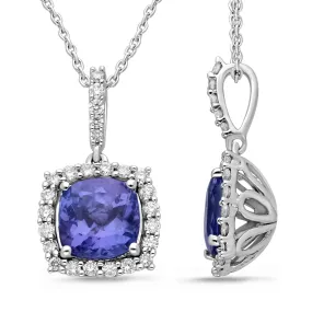 White Gold Tanzanite & Diamond Heirloom Pendant