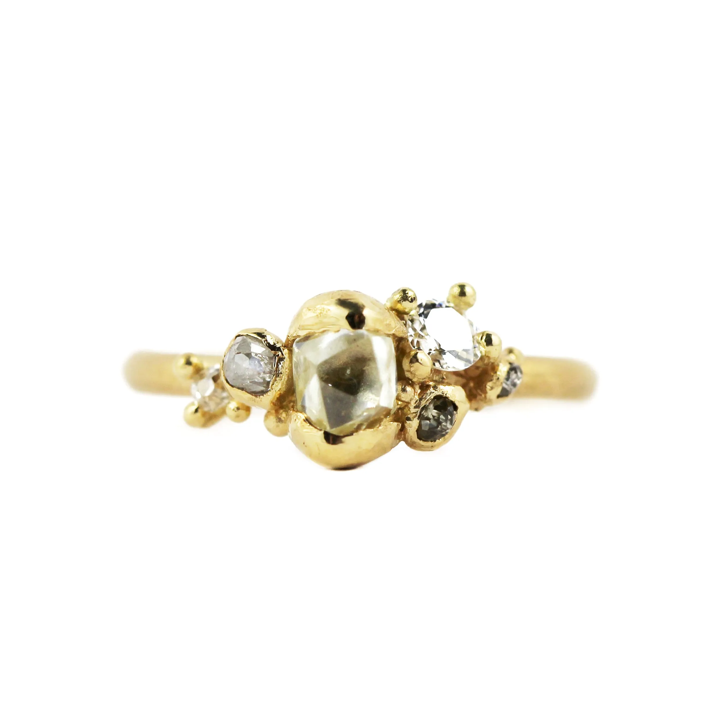 White Raw Diamond Cluster Ring - Ruth Tomlinson