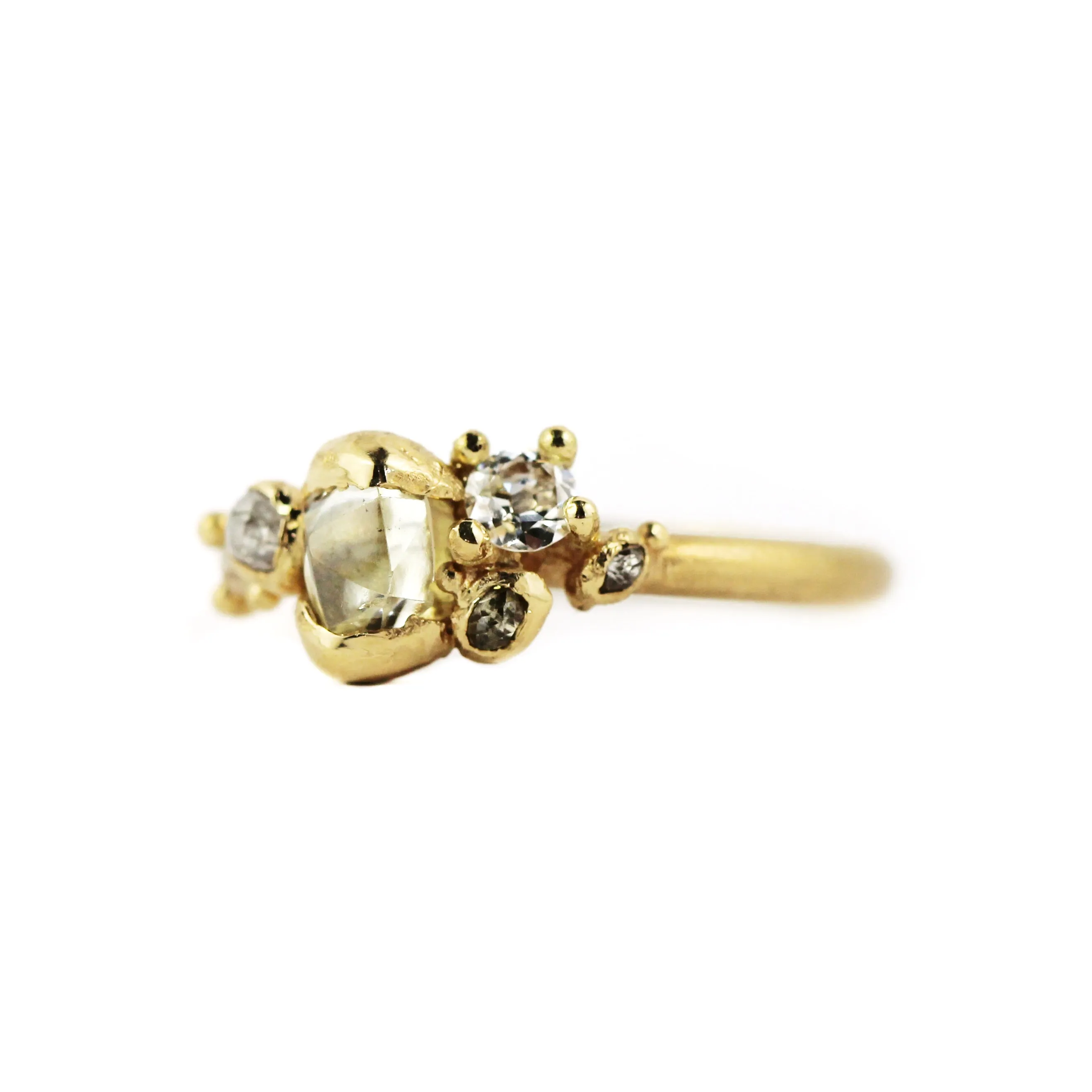 White Raw Diamond Cluster Ring - Ruth Tomlinson