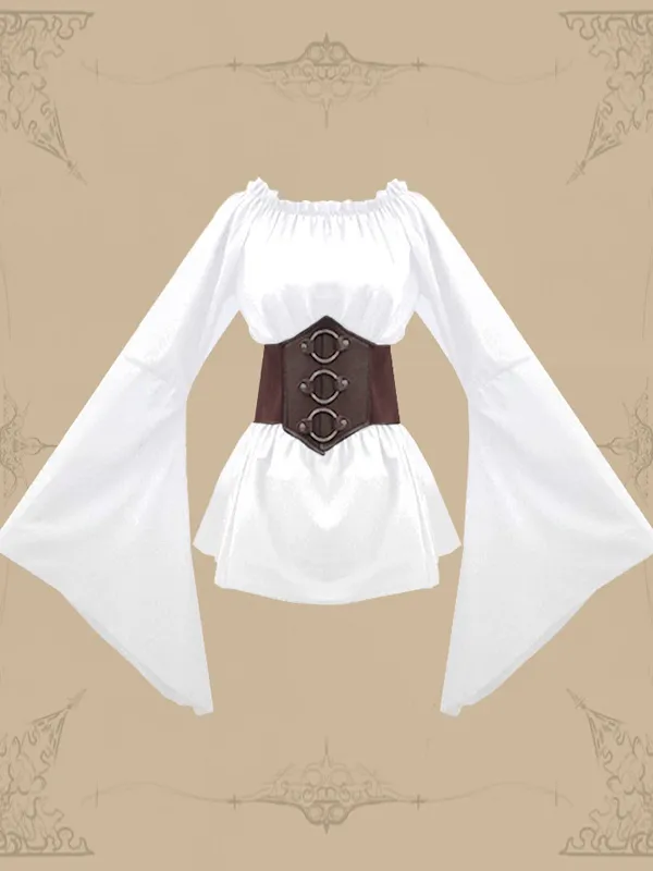 White  Retro Tudor Dress Costumes  Women's Polyester Top Retro Marie Antoinette Costume Party Prom Dress