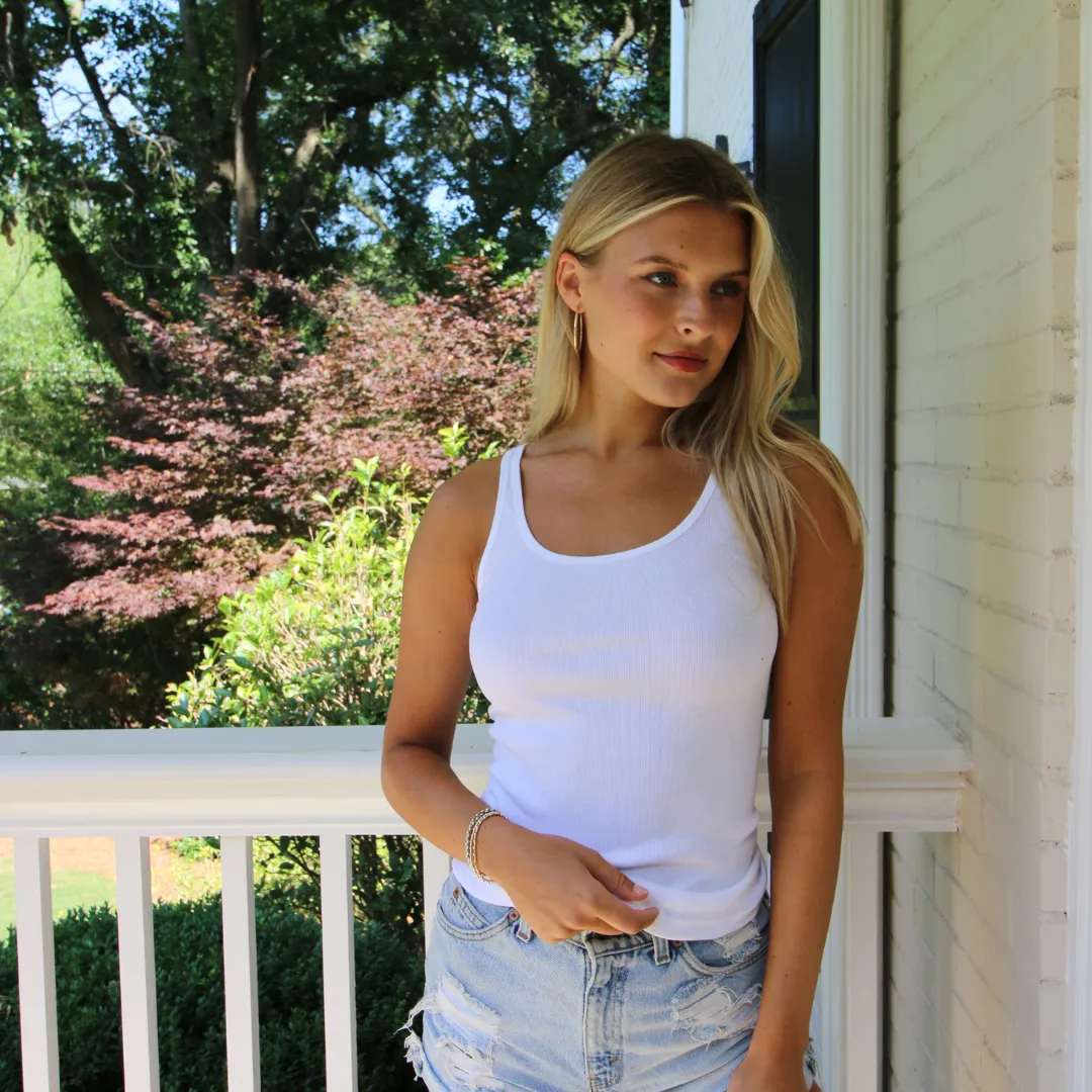 White Ribbed Tank