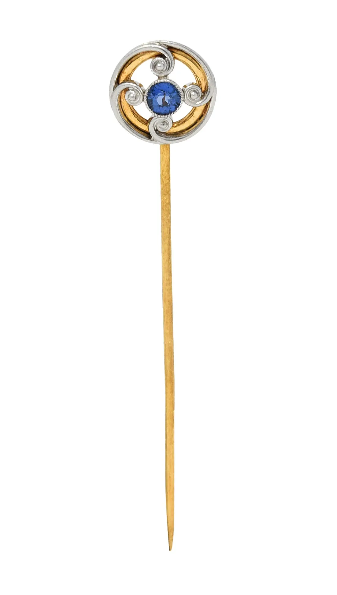 Whiteside & Blank Sapphire Platinum-Topped 14 Karat Gold Stickpin