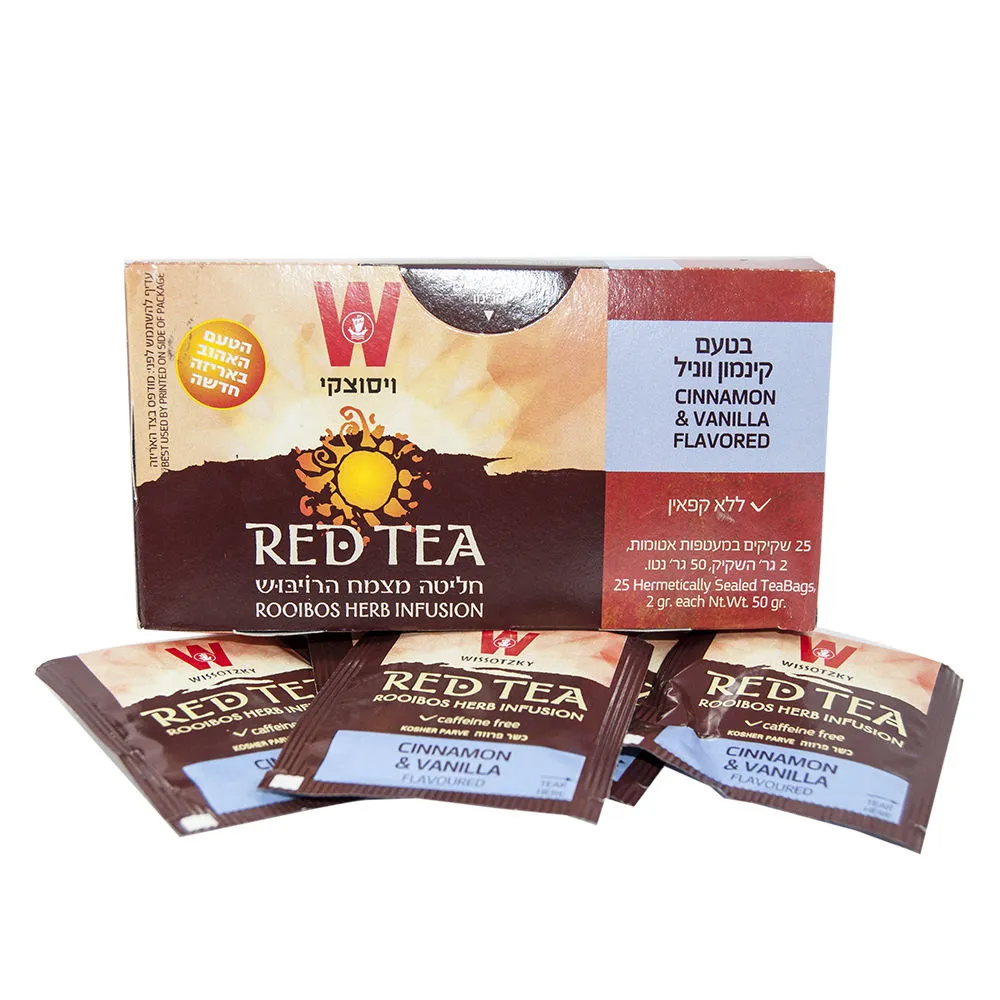 Wissotzky Red Tea Herbal Tea Cinnamon & Vanila Coffein Free 25 pcs tea