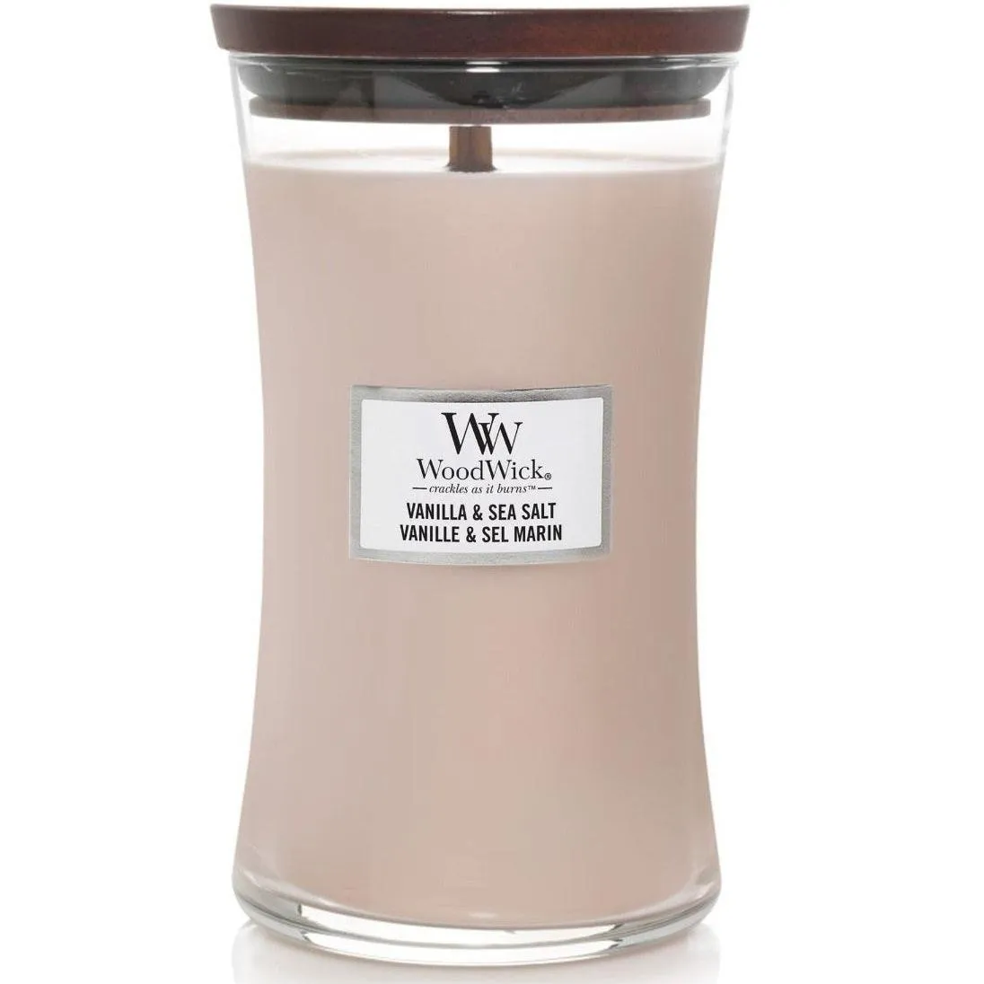 WoodWick Vanilla & Sea Salt Large Candle Crackles As It Burns 610G Hourglass