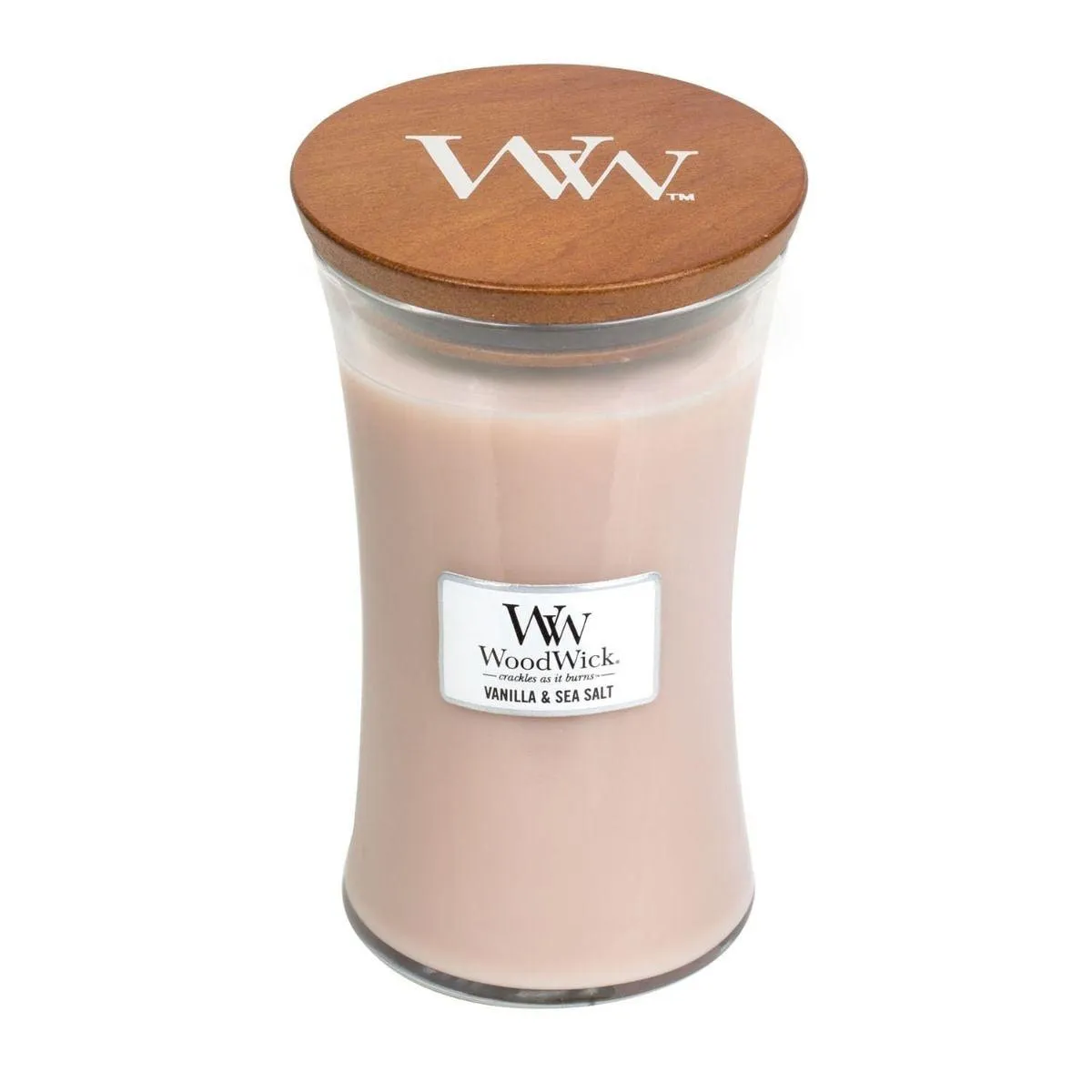 WoodWick Vanilla & Sea Salt Large Candle Crackles As It Burns 610G Hourglass