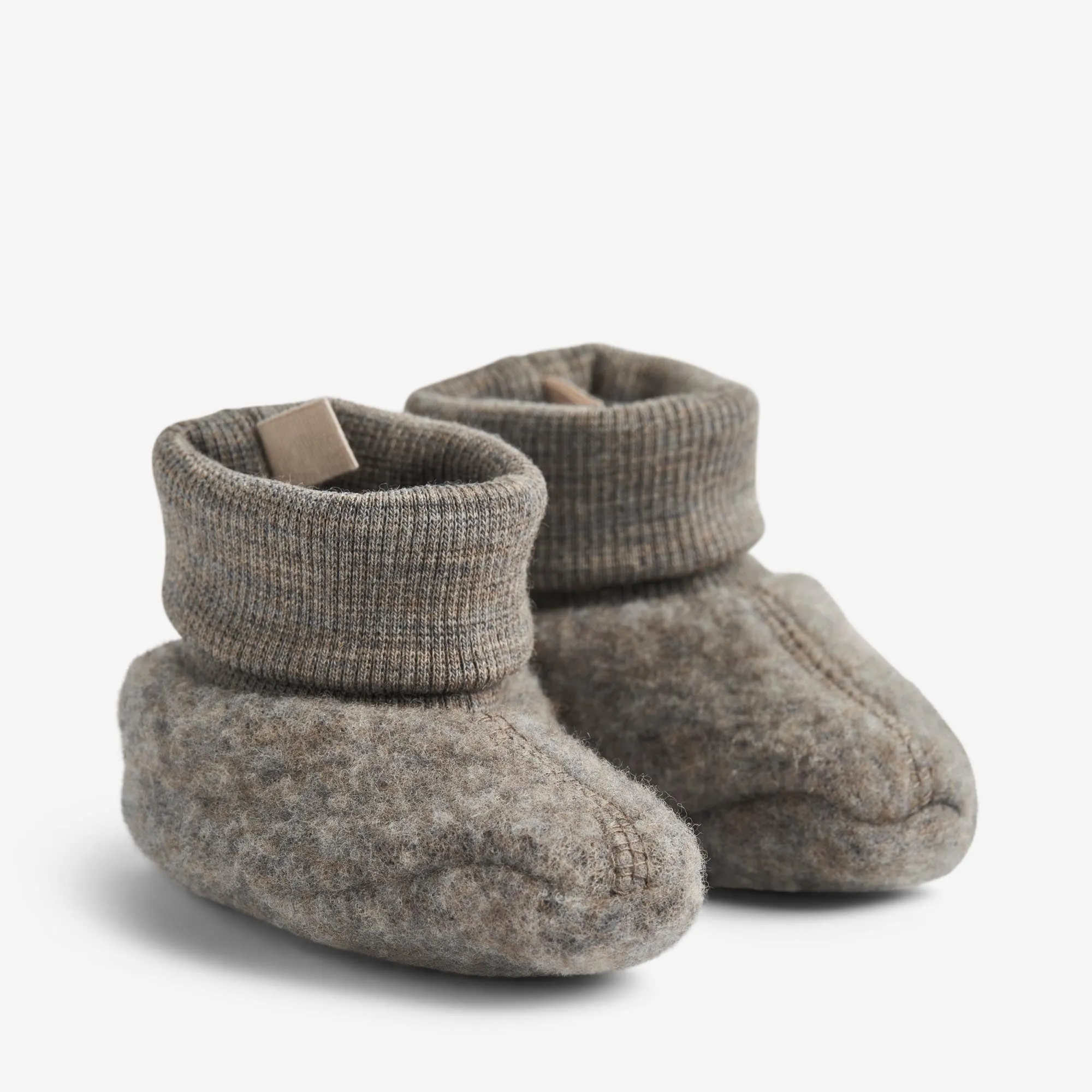 Wool Fleece Booties Lei - brown melange