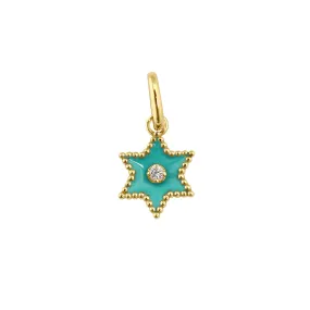 Étoile Diamond Pendant, Turquoise Green, Yellow Gold